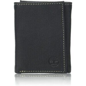 Men Black Genuine Leather Rfid Blocking Trifold Wallet, Black, One Size
